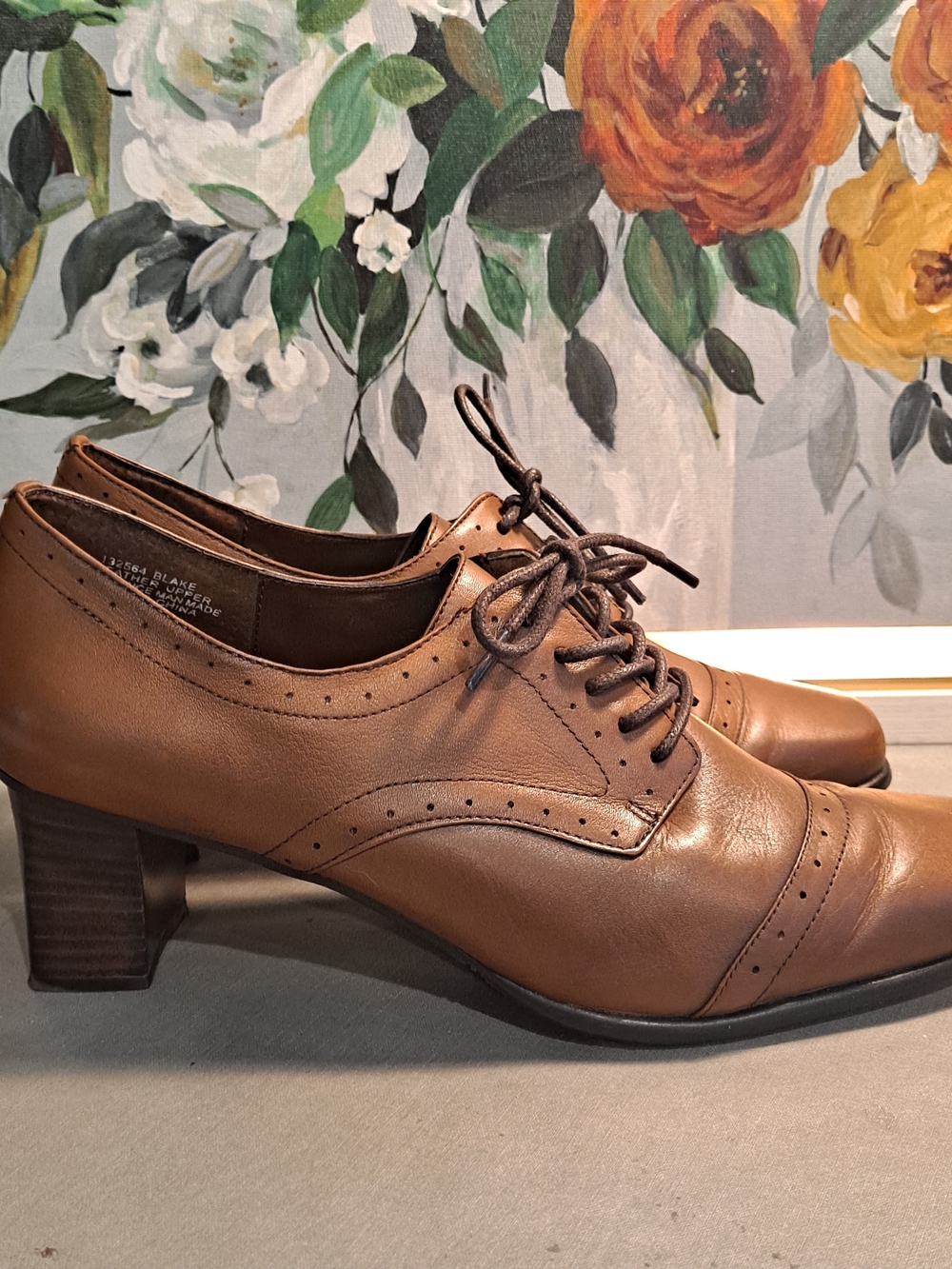 Auditions Blake 9.5s Lace-Up Tan Leather Dress Oxfords Vintage-inspired Campus